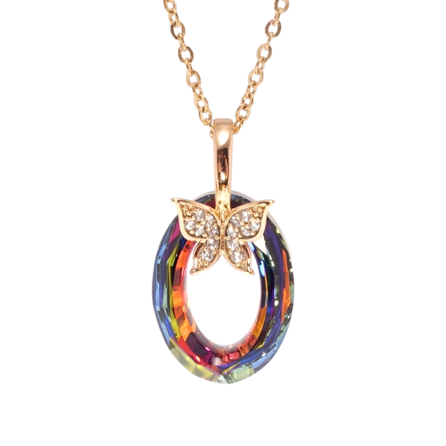 Кулон Xuping 18K з кр-ми Swarovski на ланцюжку Каблучка Vitrail Medium з метеликом довжина 40-45см х 2мм фото №1 Кулон Xuping 18K з кр-ми Swarovski на ланцюжку Каблучка Vitrail Medium з метеликом довжина 40-45см х 2мм фото №1