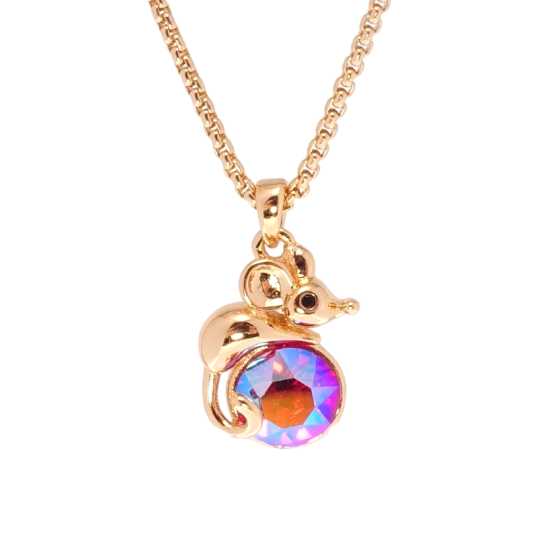 Кулон Xuping 18K с кр-ми Swarovski на цепочке Мышонок с кристаллом Rose AB длина 40-45см х 1мм фото №2 Кулон Xuping 18K с кр-ми Swarovski на цепочке Мышонок с кристаллом Rose AB длина 40-45см х 1мм фото №2