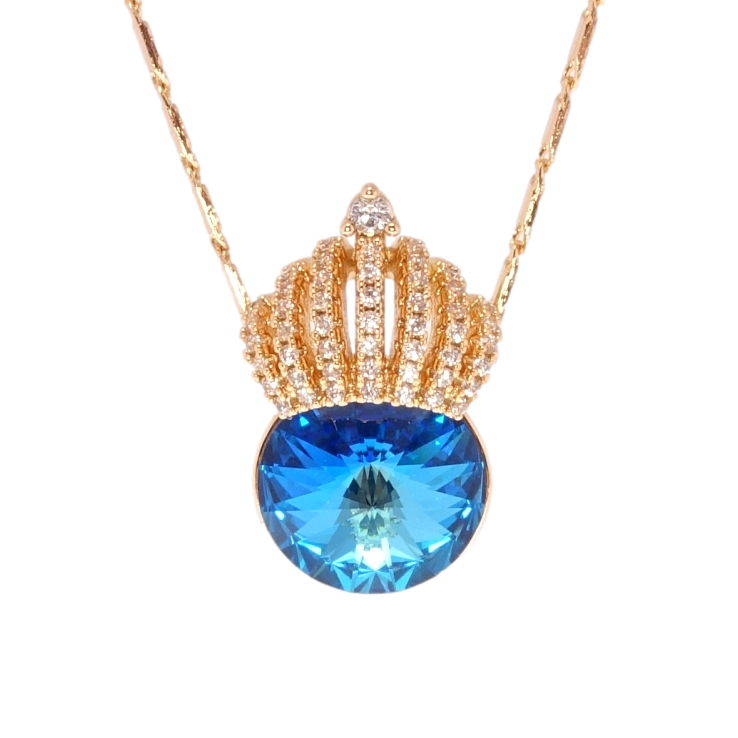 Кулон Xuping 18K з кр-ми Swarovski на ланцюжку Кристал Capri Blue з короною довжина 40-45см х 2мм фото №11 Кулон Xuping 18K з кр-ми Swarovski на ланцюжку Кристал Capri Blue з короною довжина 40-45см х 2мм фото №11