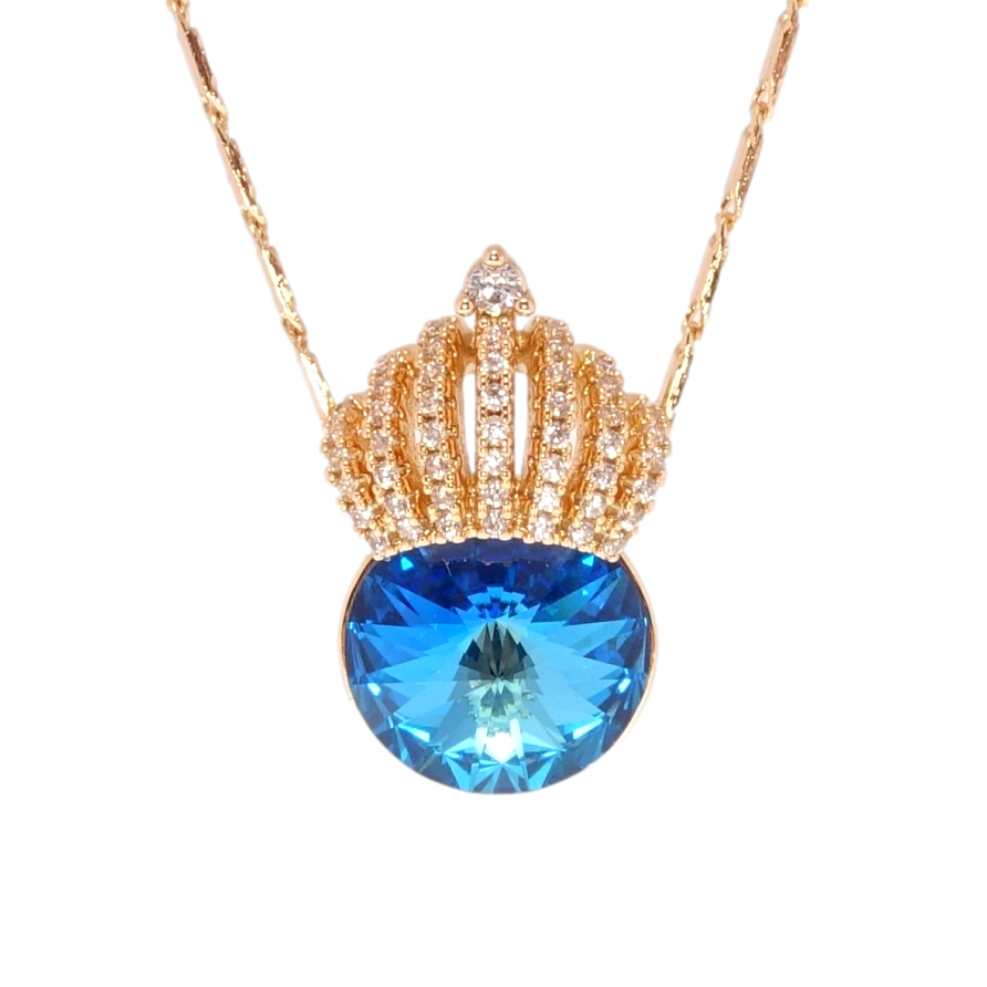 Кулон Xuping 18K с кр-ми Swarovski на цепочке Кристалл Erinite Shimmer с короной длина 39-44см х 2мм фото №1 Кулон Xuping 18K с кр-ми Swarovski на цепочке Кристалл Erinite Shimmer с короной длина 39-44см х 2мм фото №1