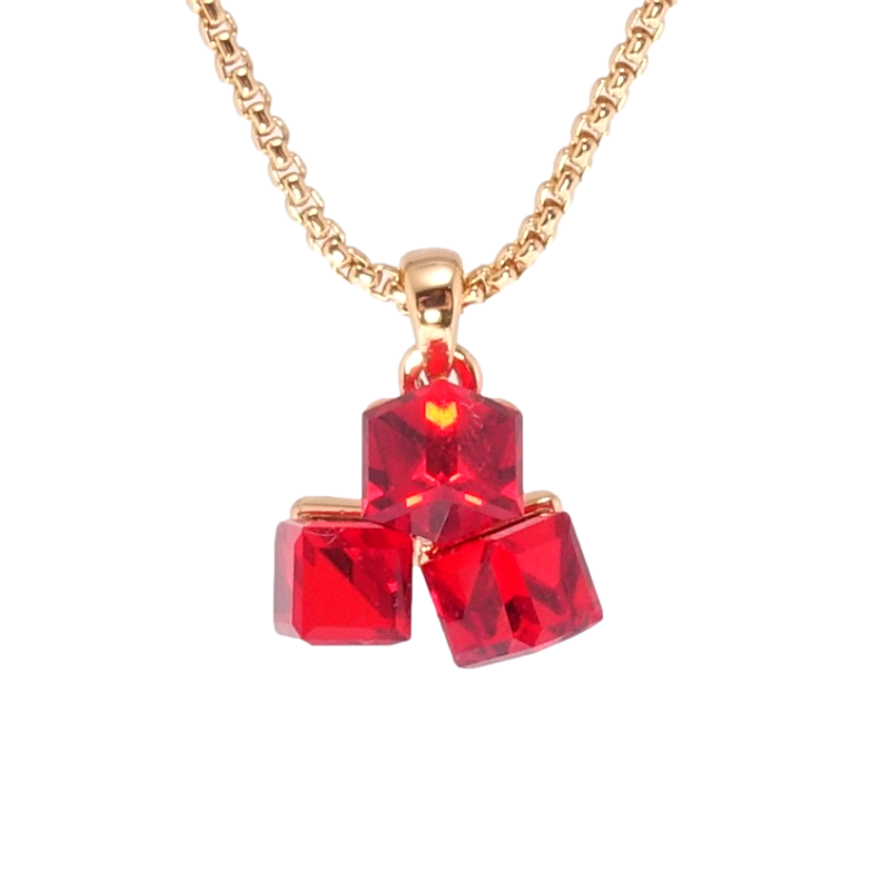 Кулон Xuping 18K з кр-ми Swarovski на ланцюжку Кристальні кубики Light Siam довжина 40-45см х 1мм фото №5 Кулон Xuping 18K з кр-ми Swarovski на ланцюжку Кристальні кубики Light Siam довжина 40-45см х 1мм фото №5