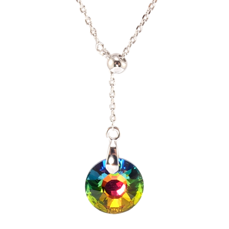 Кулон Xuping колір Родій з кр-ми Swarovski на ланцюжку Кристал Vitrail Medium на бігунці довжина 43-46см х 1мм фото №2 Кулон Xuping колір Родій з кр-ми Swarovski на ланцюжку Кристал Vitrail Medium на бігунці довжина 43-46см х 1мм фото №2