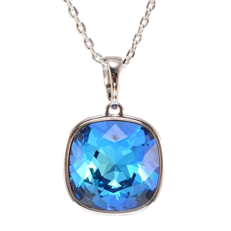 Кулон Xuping колір Родій з кр-ми Swarovski на ланцюжку Кристал Capri Blue 14х14мм довжина 40-45см х 1мм фото №8 Кулон Xuping колір Родій з кр-ми Swarovski на ланцюжку Кристал Capri Blue 14х14мм довжина 40-45см х 1мм фото №8