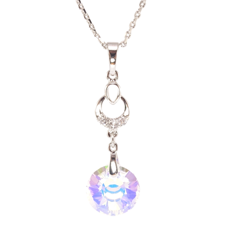 Кулон Xuping колір Родій з кр-ми Swarovski на ланцюжку Кристал Shimmer довжина 39-44см х 1мм фото №1