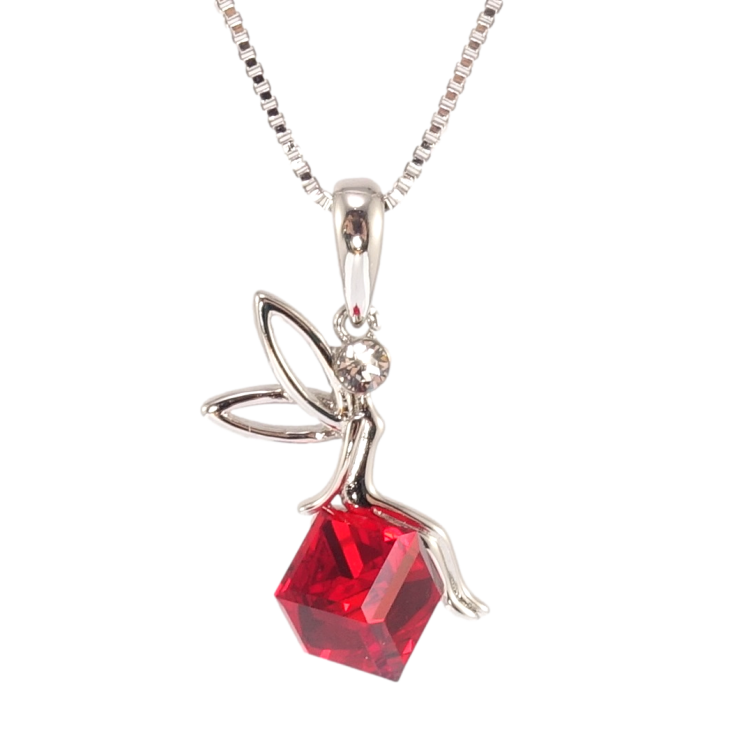 Кулон Xuping колір Родій з кр-ми Swarovski на ланцюжку Фея на кристалі Siam довжина 41-46см х 1мм фото №4 Кулон Xuping колір Родій з кр-ми Swarovski на ланцюжку Фея на кристалі Siam довжина 41-46см х 1мм фото №4