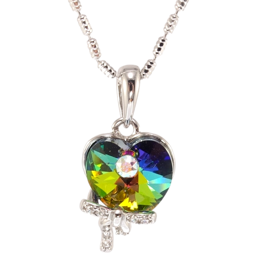 Кулон Xuping колір Родій з кр-ми Swarovski на ланцюжку Кристальне серце Vitrail Medium довжина 40-45см х 1мм фото №1 Кулон Xuping колір Родій з кр-ми Swarovski на ланцюжку Кристальне серце Vitrail Medium довжина 40-45см х 1мм фото №1