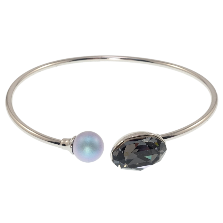 Браслет Xuping колір Родій з кр-ми Swarovski Кристал Montana з блакитною перлиною ø 5,7см фото №8