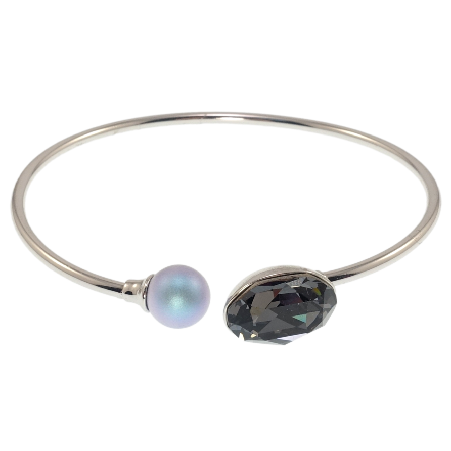 Браслет Xuping колір Родій з кр-ми Swarovski Кристал Montana з блакитною перлиною ø 5,7см фото №1