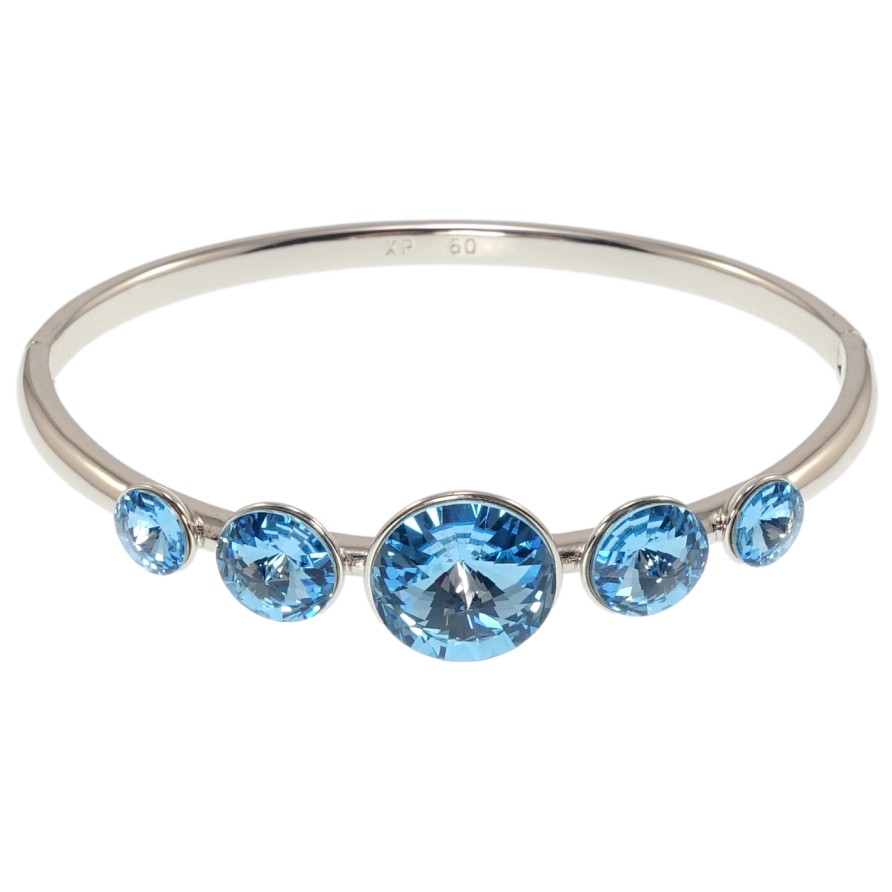 Браслет Xuping колір Родій з кр-ми Swarovski Кристали Aquamarine ø 6см фото №1