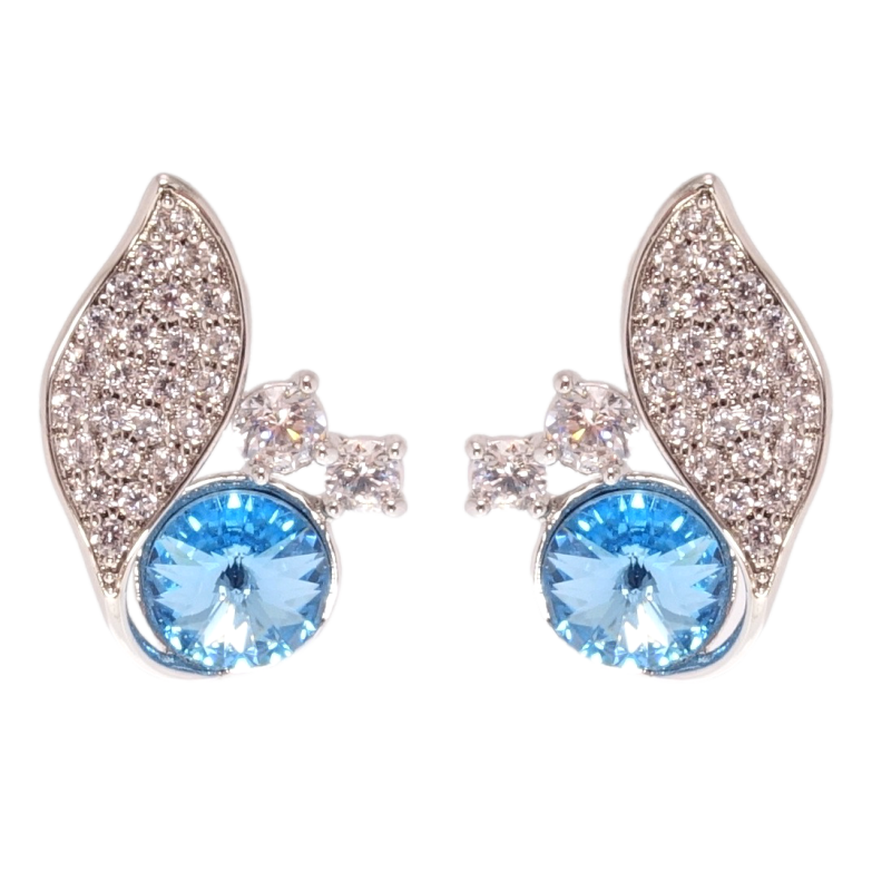 Сережки Xuping колір Родій з кристалами Swarovski пусети Кристал Aquamarine фото №21 Сережки Xuping колір Родій з кристалами Swarovski пусети Кристал Aquamarine фото №21