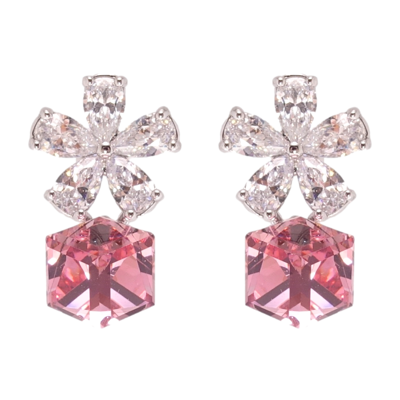 Сережки Xuping колір Родій з кристалами Swarovski пусети Кристальні квіточки з кубиком Rose фото №22 Сережки Xuping колір Родій з кристалами Swarovski пусети Кристальні квіточки з кубиком Rose фото №22