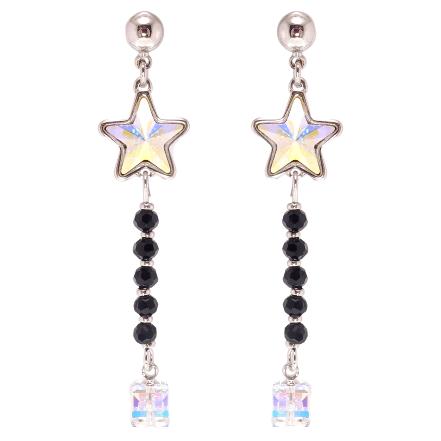 Серьги Xuping цвет Родий с кристаллами Swarovski пусеты Подвески с кристаллом АВ и Shimmer фото №1