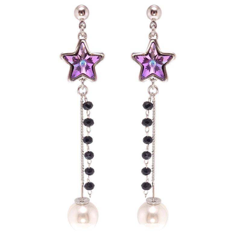 Сережки Xuping колір Родій з кристалами Swarovski пусети Підвіски з кристалом Paradise Shine і перлами фото №2