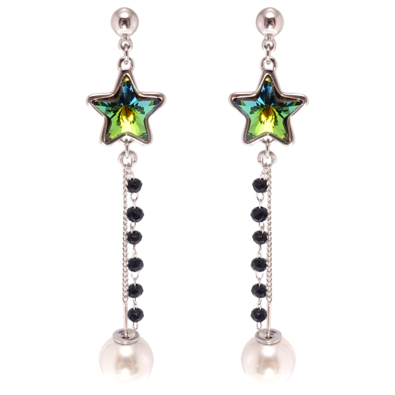 Сережки Xuping колір Родій з кристалами Swarovski пусети Підвіски з кристалом Vitrail Medium і перлами фото №12 Сережки Xuping колір Родій з кристалами Swarovski пусети Підвіски з кристалом Vitrail Medium і перлами фото №12