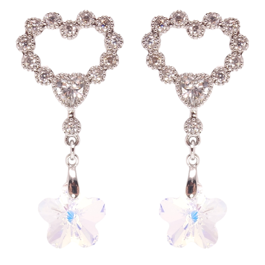 Сережки Xuping колір Родій з кристалами Swarovski пусети Сердечка з кристалом Shimmer фото №1 Сережки Xuping колір Родій з кристалами Swarovski пусети Сердечка з кристалом Shimmer фото №1