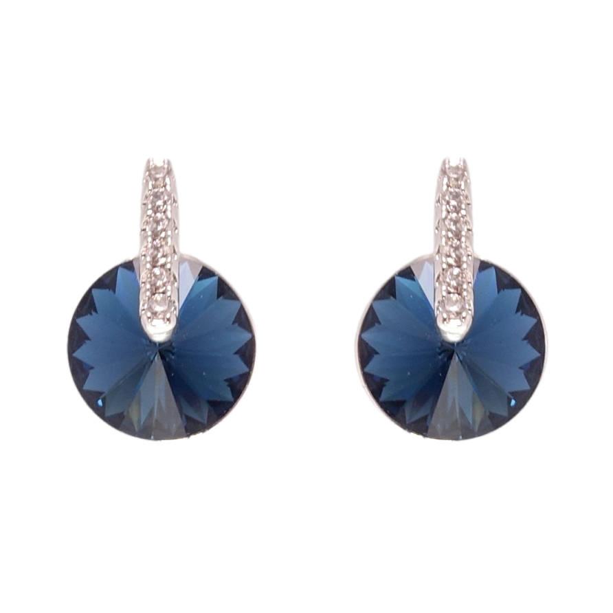 Серьги Xuping цвет Родий с кристаллами Swarovski пусеты Кристаллы Montana фото №1