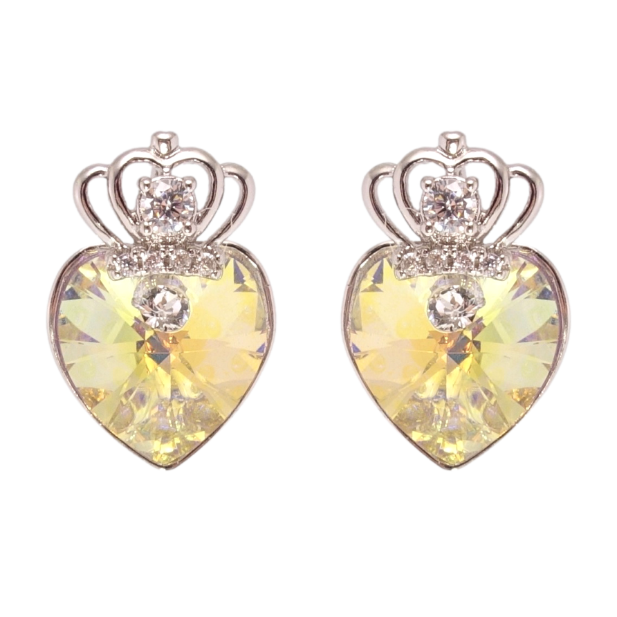 Сережки Xuping колір Родій з кристалами Swarovski пусети Кристальні серця Sunshine Delite з короною фото №1 Сережки Xuping колір Родій з кристалами Swarovski пусети Кристальні серця Sunshine Delite з короною фото №1