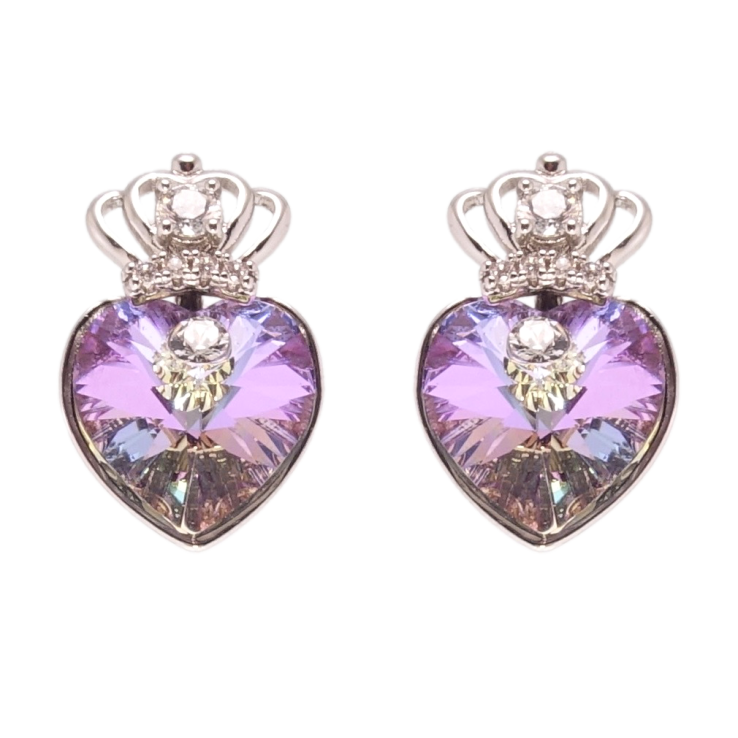 Серьги Xuping цвет Родий с кристаллами Swarovski пусеты Кристальные сердечки Paradise Shine с короной фото №25 Серьги Xuping цвет Родий с кристаллами Swarovski пусеты Кристальные сердечки Paradise Shine с короной фото №25