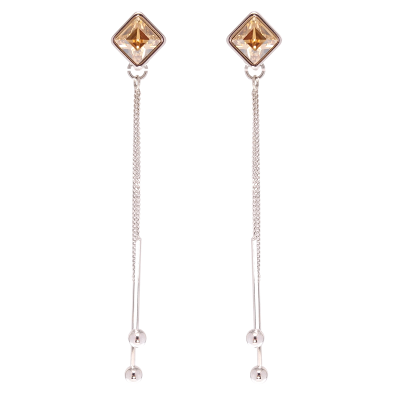 Сережки Xuping колір Родій з кристалами Swarovski пусети Підвіски з кристалом Topaz 8х8мм фото №1 Сережки Xuping колір Родій з кристалами Swarovski пусети Підвіски з кристалом Topaz 8х8мм фото №1