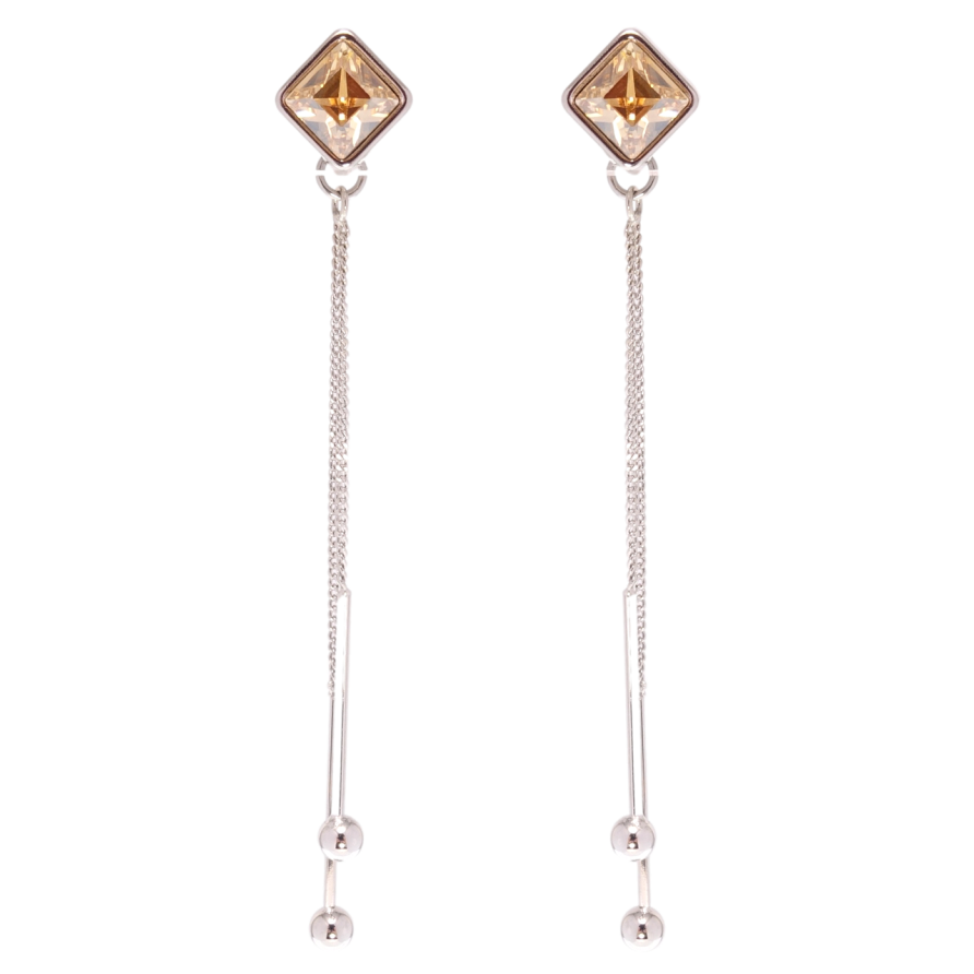 Сережки Xuping колір Родій з кристалами Swarovski пусети Підвіски з кристалом Topaz 8х8мм фото №1 Сережки Xuping колір Родій з кристалами Swarovski пусети Підвіски з кристалом Topaz 8х8мм фото №1