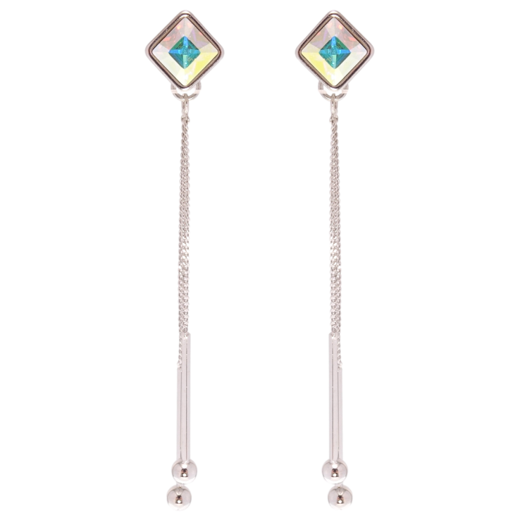 Серьги Xuping цвет Родий с кристаллами Swarovski пусеты Подвески с кристаллом АВ 8х8мм фото №5 Серьги Xuping цвет Родий с кристаллами Swarovski пусеты Подвески с кристаллом АВ 8х8мм фото №5