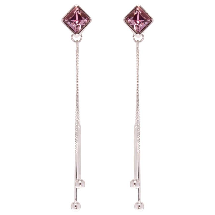 Сережки Xuping колір Родій з кристалами Swarovski пусети Підвіски з кристалом Amethyst 8х8мм фото №1 Сережки Xuping колір Родій з кристалами Swarovski пусети Підвіски з кристалом Amethyst 8х8мм фото №1