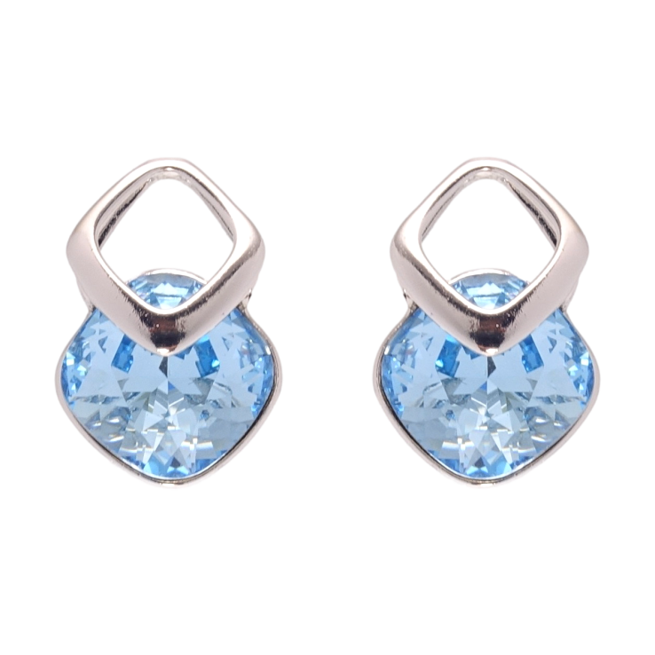 Серьги Xuping цвет Родий с кристаллами Swarovski пусеты Ромбы с кристаллом Aquamarine фото №22 Серьги Xuping цвет Родий с кристаллами Swarovski пусеты Ромбы с кристаллом Aquamarine фото №22
