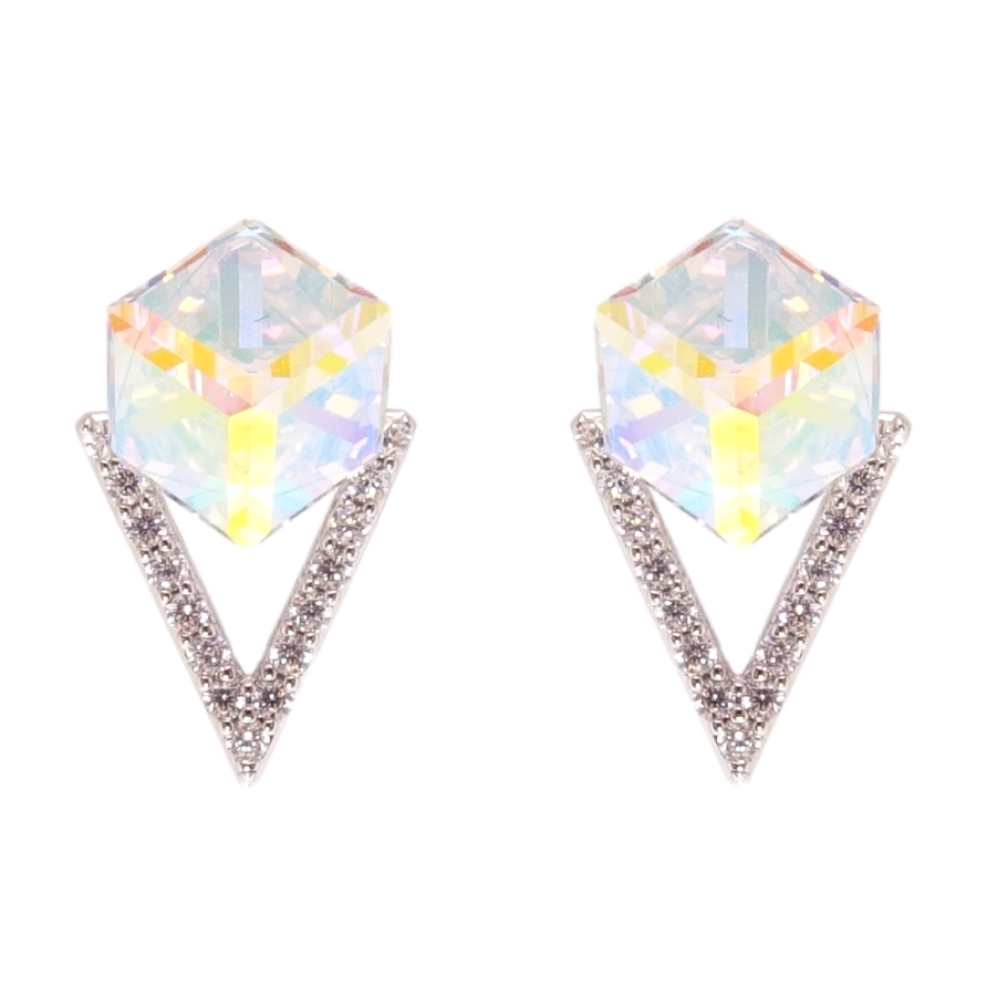 Сережки Xuping колір Родій з кристалами Swarovski пусети Кристальні кубики Shimmer фото №1 Сережки Xuping колір Родій з кристалами Swarovski пусети Кристальні кубики Shimmer фото №1
