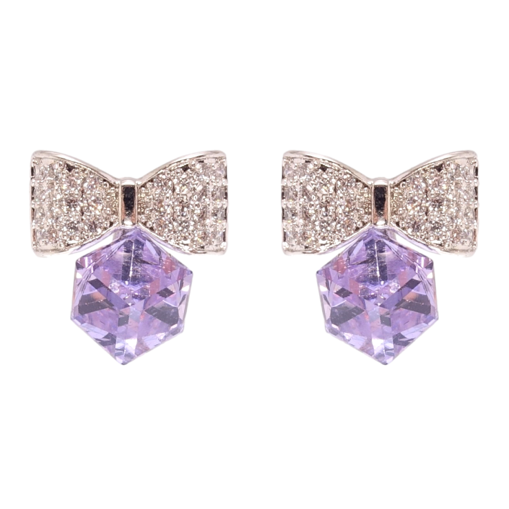 Сережки Xuping колір Родій з кристалами Swarovski пусети Кристальні кубики Tanzanite на бантах фото №18 Сережки Xuping колір Родій з кристалами Swarovski пусети Кристальні кубики Tanzanite на бантах фото №18