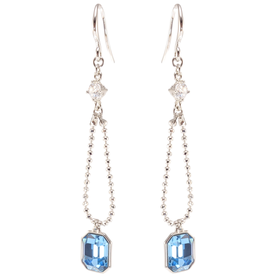 Серьги Xuping цвет Родий с кристаллами Swarovski французский замок Подвески с кристаллами Aquamarine фото №1