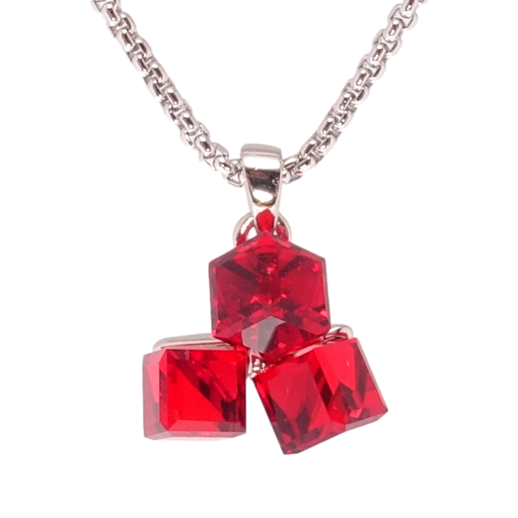 Кулон Xuping колір Родій з кр-ми Swarovski на ланцюжку Кристальні кубики Siam довжина 40-45см х 1мм фото №3 Кулон Xuping колір Родій з кр-ми Swarovski на ланцюжку Кристальні кубики Siam довжина 40-45см х 1мм фото №3