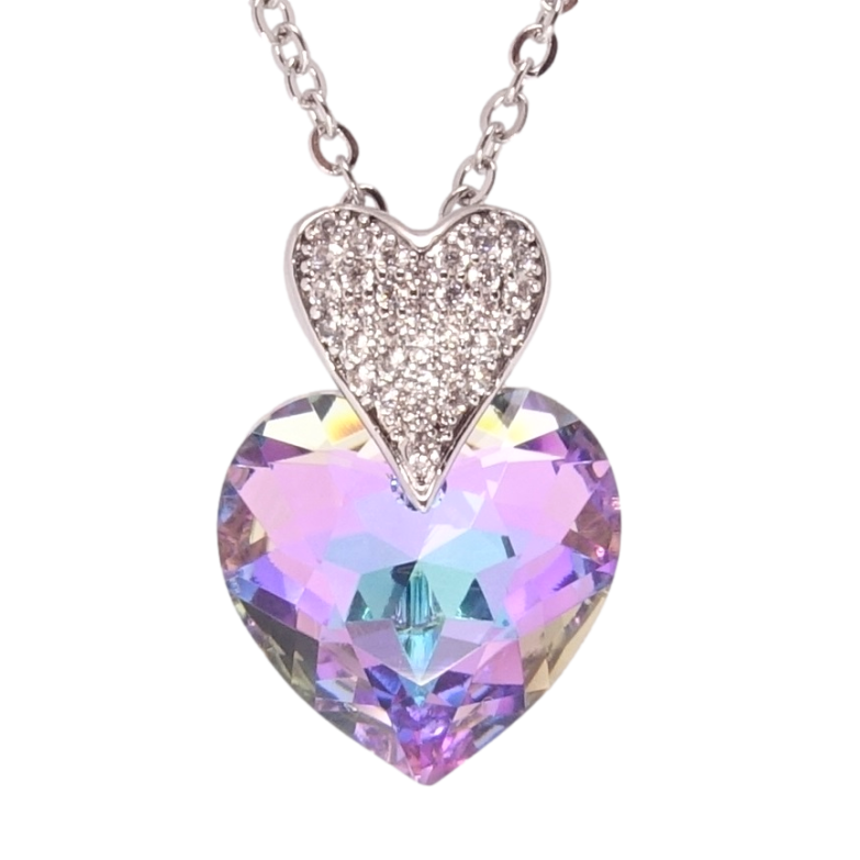 Кулон Xuping колір Родій з кр-ми Swarovski на ланцюжку Сердечки кристал Paradise Shine довжина 40-45см х 2мм фото №10 Кулон Xuping колір Родій з кр-ми Swarovski на ланцюжку Сердечки кристал Paradise Shine довжина 40-45см х 2мм фото №10