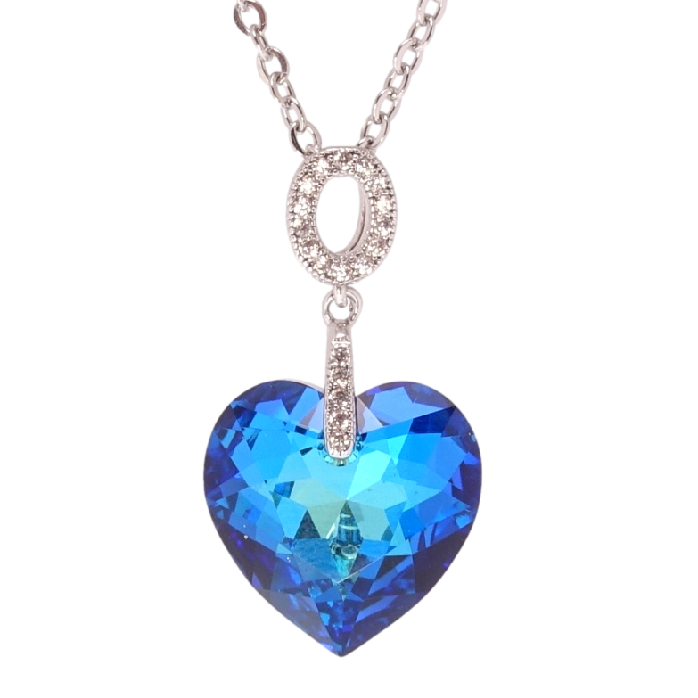 Кулон Xuping колір Родій з кр-ми Swarovski на ланцюжку Серце кристал Capri Blue довжина 40-45см х 2мм фото №5 Кулон Xuping колір Родій з кр-ми Swarovski на ланцюжку Серце кристал Capri Blue довжина 40-45см х 2мм фото №5