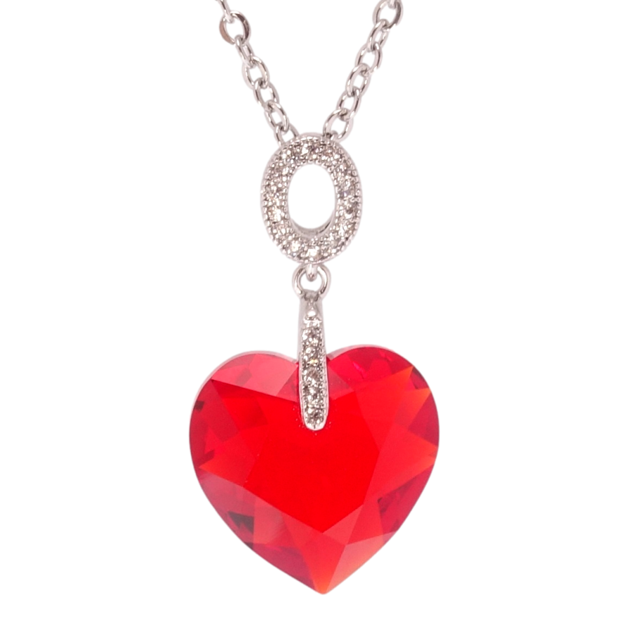 Кулон Xuping колір Родій з кр-ми Swarovski на ланцюжку Серце кристал Light Siam довжина 40-45см х 2мм фото №1 Кулон Xuping колір Родій з кр-ми Swarovski на ланцюжку Серце кристал Light Siam довжина 40-45см х 2мм фото №1