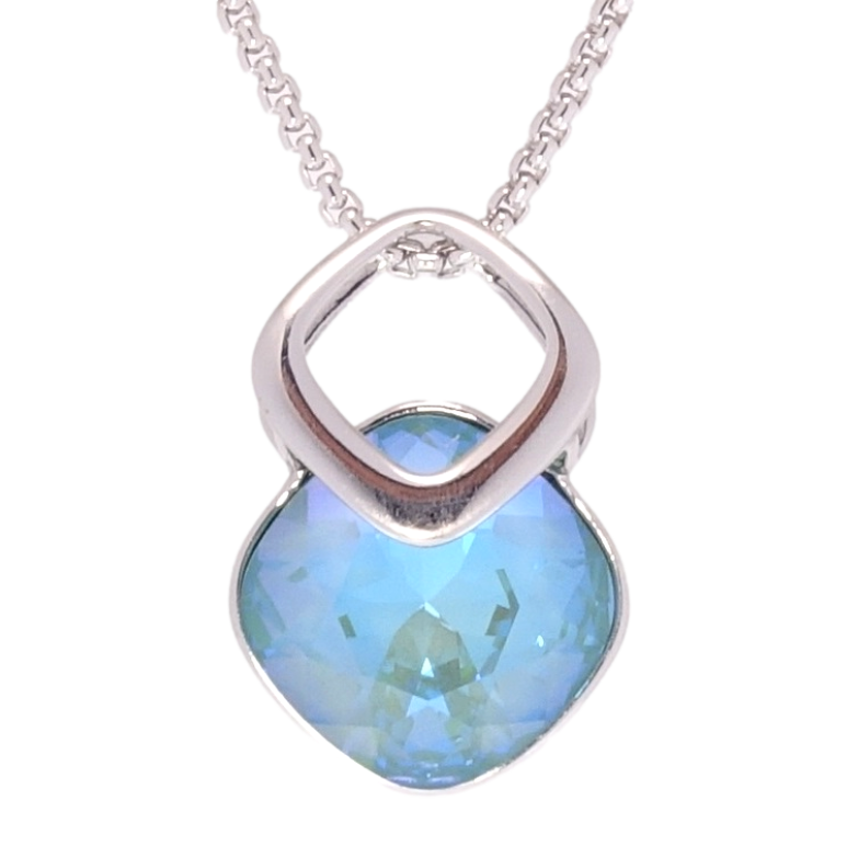 Кулон Xuping колір Родій з кр-ми Swarovski на ланцюжку Кристал Laguna Delite довжина 40-45см х 1мм фото №2