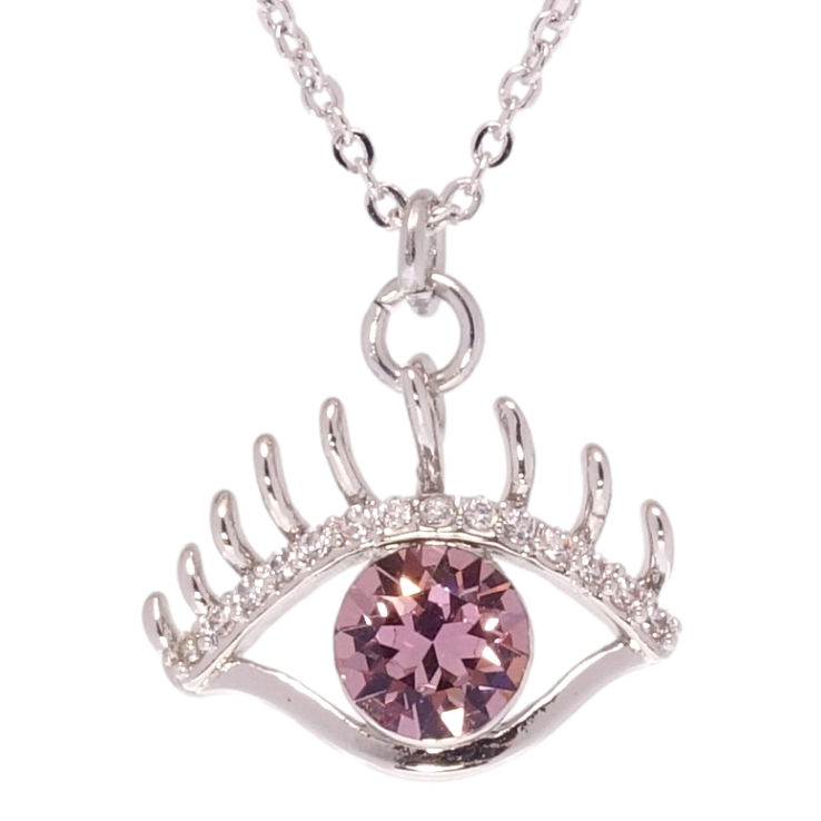 Кулон Xuping цвет Родий с кр-ми Swarovski на цепочке Глаз с кристаллом Amethyst длина 39-44см х 1мм фото №10