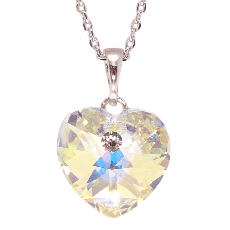 Кулон Xuping колір Родій з кр-ми Swarovski на ланцюжку Кристальне серце Sunshine Delite довжина 39-44см х 1мм фото №3 Кулон Xuping колір Родій з кр-ми Swarovski на ланцюжку Кристальне серце Sunshine Delite довжина 39-44см х 1мм фото №3