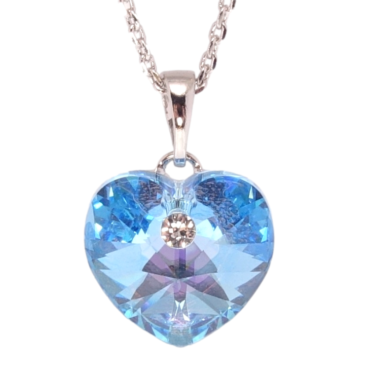 Кулон Xuping колір Родій з кр-ми Swarovski на ланцюжку Кристальне серце Aquamarine довжина 39-44см х 1мм фото №2 Кулон Xuping колір Родій з кр-ми Swarovski на ланцюжку Кристальне серце Aquamarine довжина 39-44см х 1мм фото №2
