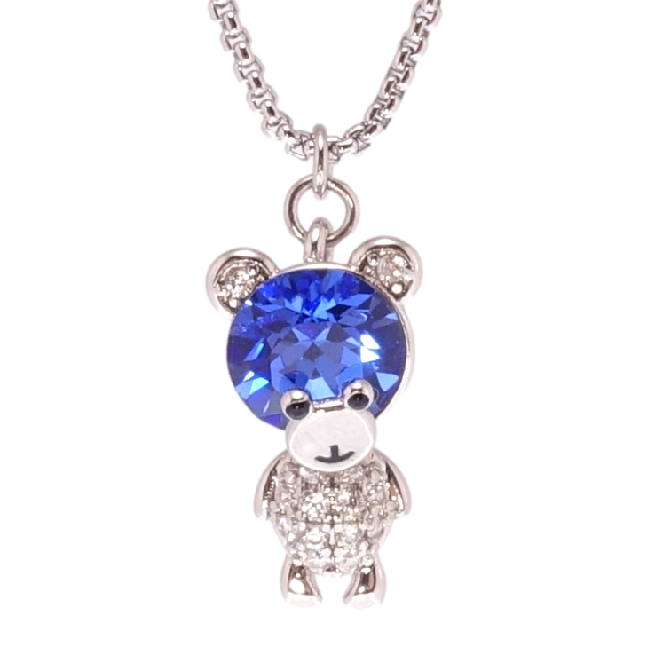 Кулон Xuping колір Родій з кр-ми Swarovski на ланцюжку Ведмедик з кристалом Capri Blue довжина 40-45см х 1мм фото №10 Кулон Xuping колір Родій з кр-ми Swarovski на ланцюжку Ведмедик з кристалом Capri Blue довжина 40-45см х 1мм фото №10