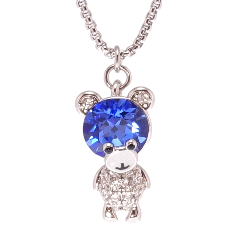 Кулон Xuping цвет Родий с кр-ми Swarovski на цепочке Мишка с кристаллом Capri Blue длина 40-45см х 1мм фото №6