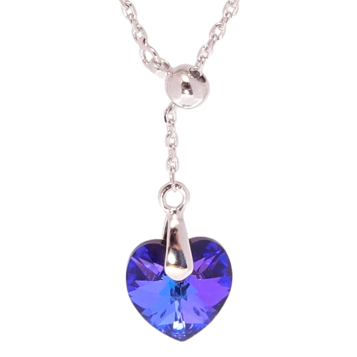 Кулон Xuping колір Родій з кр-ми Swarovski на ланцюжку Кристал Majestic Blue на бігунці довжина 44-47см х 1мм фото №5 Кулон Xuping колір Родій з кр-ми Swarovski на ланцюжку Кристал Majestic Blue на бігунці довжина 44-47см х 1мм фото №5