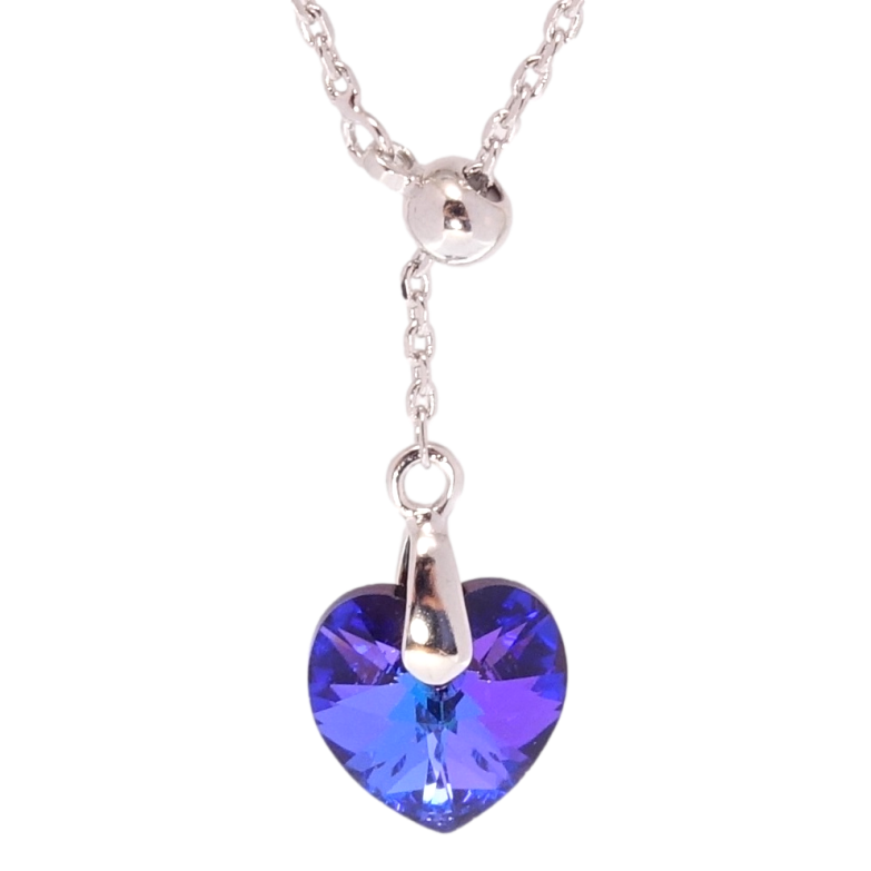 Кулон Xuping цвет Родий с кр-ми Swarovski на цепочке Кристалл Majestic Blue на бегунке длина 44-47см х 1мм фото №14