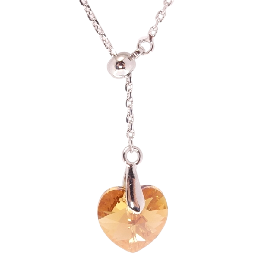 Кулон Xuping колір Родій з кр-ми Swarovski на ланцюжку Кристал Topaz на бігунці довжина 43-46см х 1мм фото №1 Кулон Xuping колір Родій з кр-ми Swarovski на ланцюжку Кристал Topaz на бігунці довжина 43-46см х 1мм фото №1