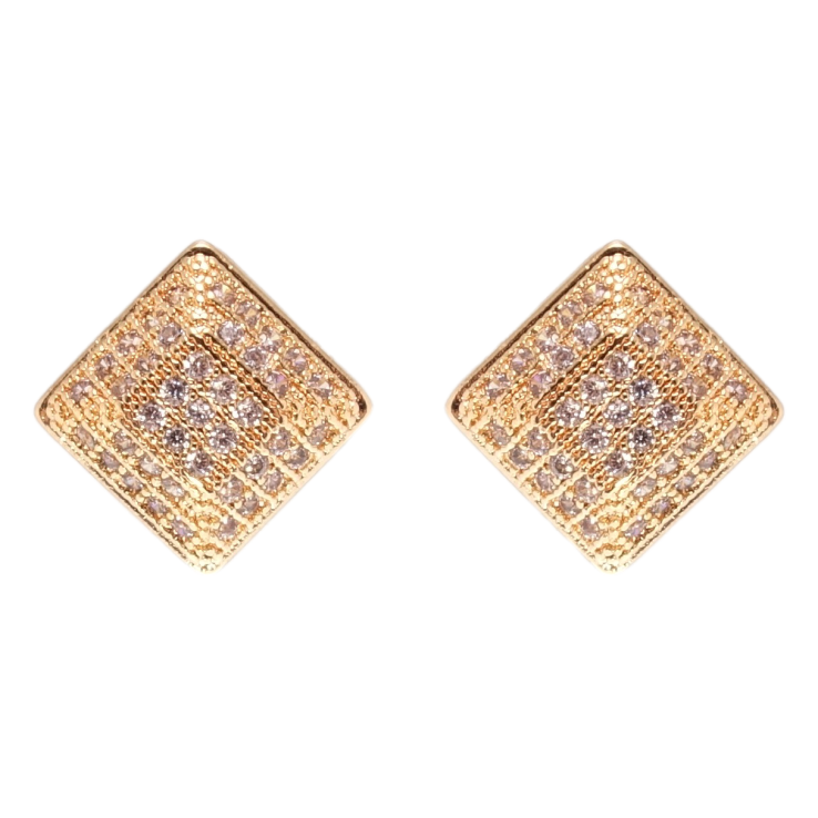 Сережки Xuping M&L Колір 18K пусети Ромби з цирконієм 9х9мм фото №11