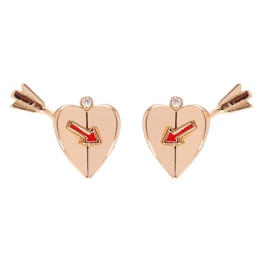 Серьги Xuping QQMM Позолота 18K пусеты Сердечки с стрелами фото №1 Серьги Xuping QQMM Позолота 18K пусеты Сердечки с стрелами фото №1