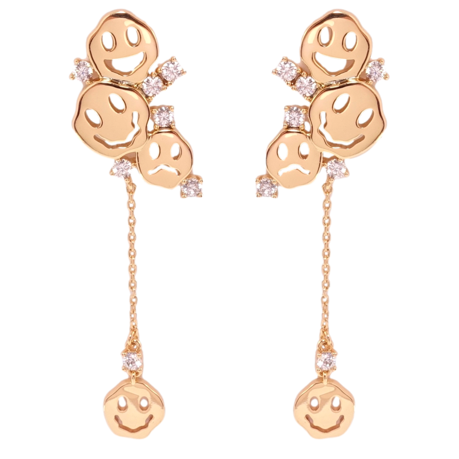 Сережки Xuping QQMM Позолота 18K пусети Смайли фото №1 Сережки Xuping QQMM Позолота 18K пусети Смайли фото №1