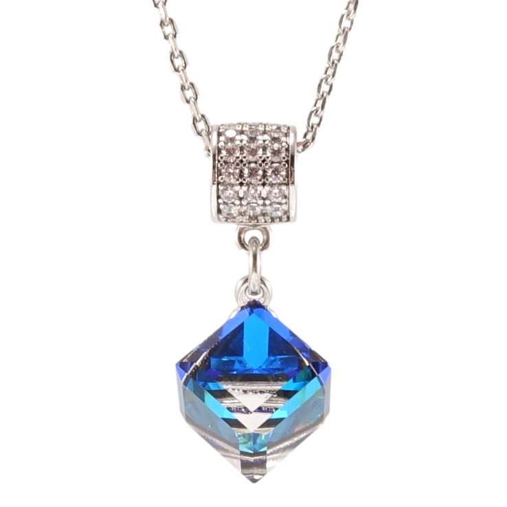 Кулон Xuping колір Родій з кр-ми Swarovski на ланцюжку Кристальний куб Capri Blue довжина 40-45,5см х 1мм фото №7 Кулон Xuping колір Родій з кр-ми Swarovski на ланцюжку Кристальний куб Capri Blue довжина 40-45,5см х 1мм фото №7