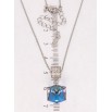 Кулон Xuping колір Родій з кр-ми Swarovski на ланцюжку Кристальний куб Capri Blue довжина 40-45,5см х 1мм фото №2 Кулон Xuping колір Родій з кр-ми Swarovski на ланцюжку Кристальний куб Capri Blue довжина 40-45,5см х 1мм фото №2