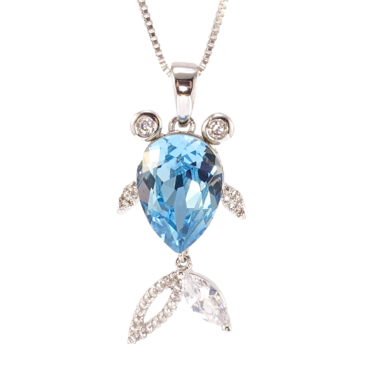 Кулон Xuping колір Родій з кр-ми Swarovski на ланцюжку Рибка кристал Aquamarine довжина 41,43,45см х 1мм фото №22 Кулон Xuping колір Родій з кр-ми Swarovski на ланцюжку Рибка кристал Aquamarine довжина 41,43,45см х 1мм фото №22