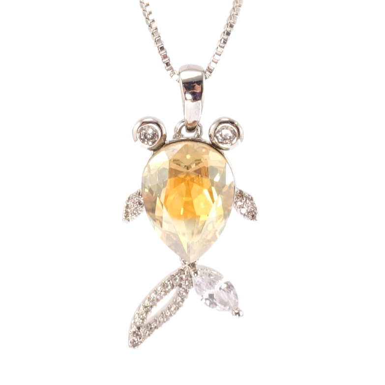 Кулон Xuping колір Родій з кр-ми Swarovski на ланцюжку Рибка кристал Golden Shadow довжина 42,44,46см х 1мм фото №8 Кулон Xuping колір Родій з кр-ми Swarovski на ланцюжку Рибка кристал Golden Shadow довжина 42,44,46см х 1мм фото №8